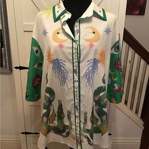 Graphic Button-Up Shirt with Matching Shorts